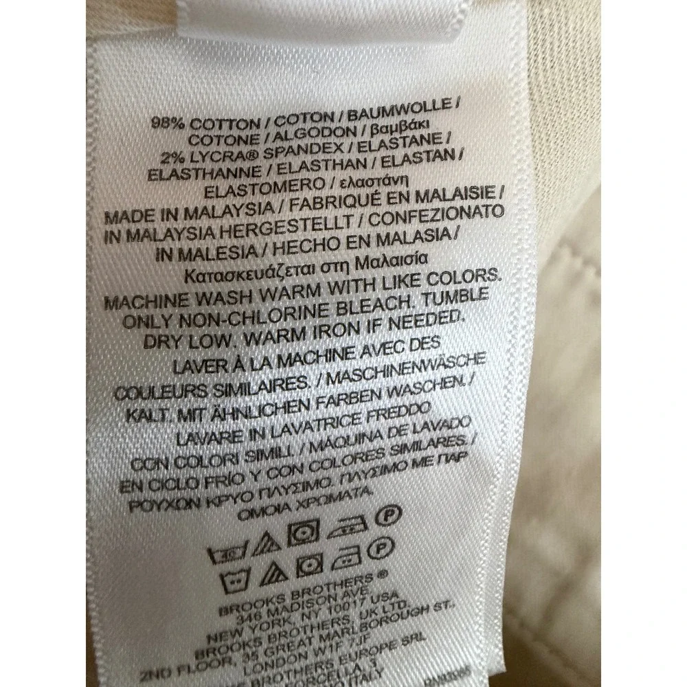 Brooks Brothers Advantage Chino Clark  Fit Khaki Pants Mens 38 x 29 Cotton Blend